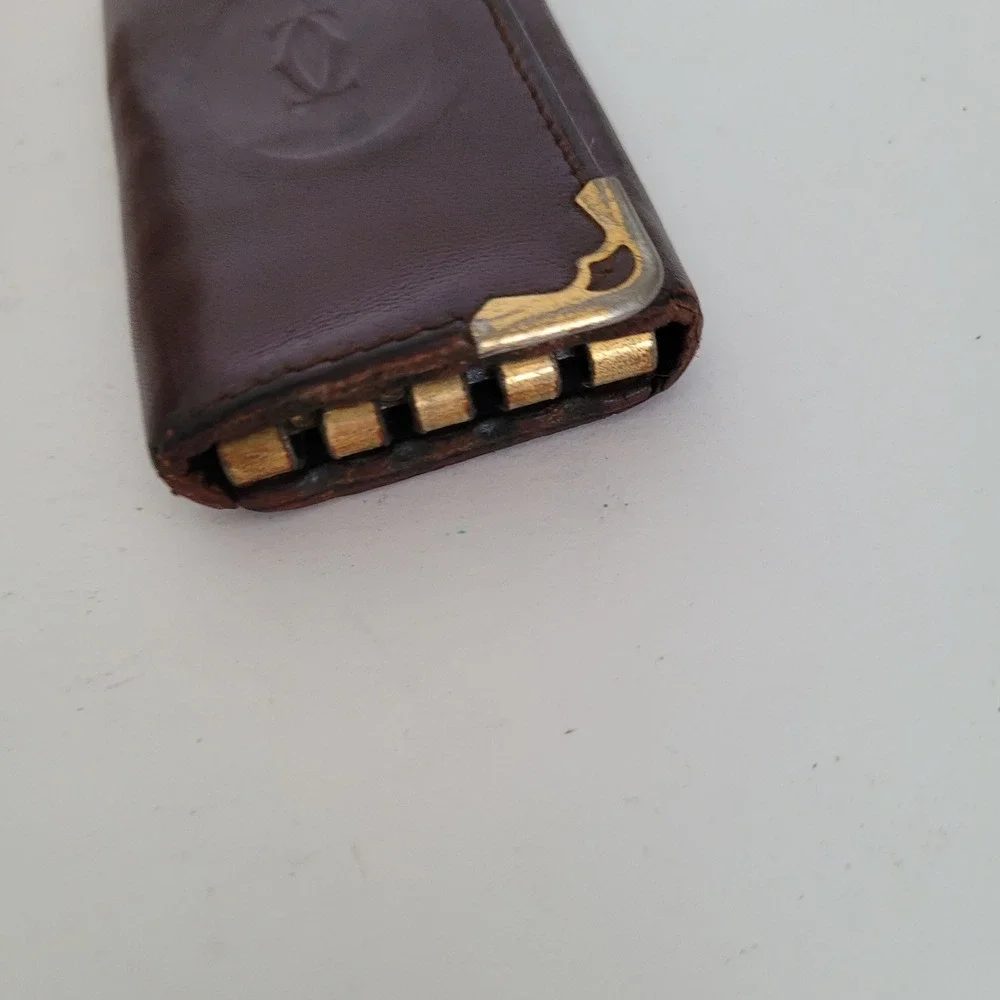 Cartier Vintage Burgundy Leather Key Holder Case Must de Cartier Gold Hardware